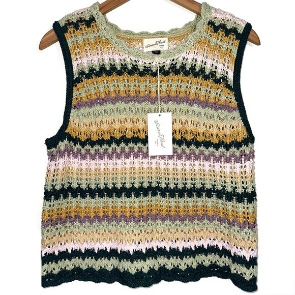 NWT Universal Thread Crochet Knit Green Multi Striped Sleeveless Top Size XXL - Picture 2 of 13